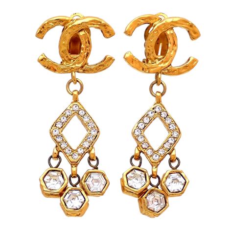 chanel hang down earrings|authentic chanel cc earrings.